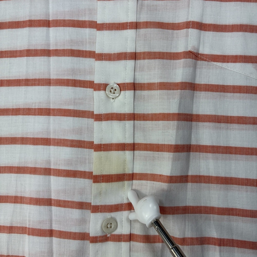 Patagonia Men's Shirt Size XL  Orange Organic Cotton Short Sleeve Shirt Striped - Picture 8 of 10